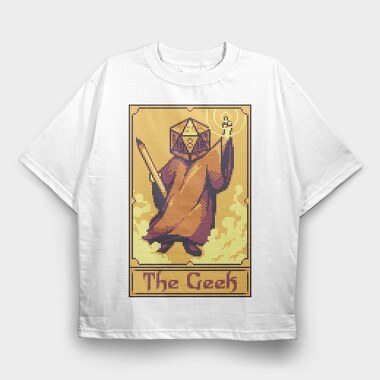 Pixelart Tarot Card the Geek, Tricou Oversize Barbati (Unisex)