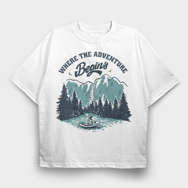Where the Aventure Begins, Tricou Oversize Barbati (Unisex)