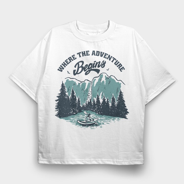 Where the Aventure Begins, Tricou Oversize Barbati (Unisex)