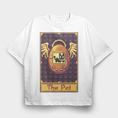 Pixelart Tarot Card the Pet, Tricou Oversize Barbati (Unisex)