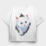 White Cat Box, Tricou Oversize Barbati (Unisex)