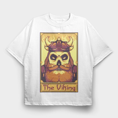 Pixelart Tarot Card the Viking, Tricou Oversize Barbati (Unisex)