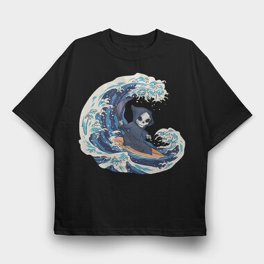 Grim Reaper Surfing, Tricou Oversize Barbati (Unisex)