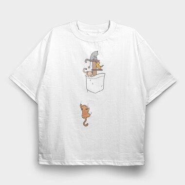 Pocket Cats, Tricou Oversize Barbati (Unisex)