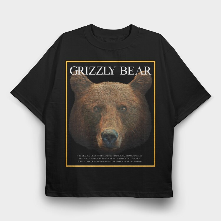 Grizzly Bear Face, Tricou Oversize Barbati (Unisex)