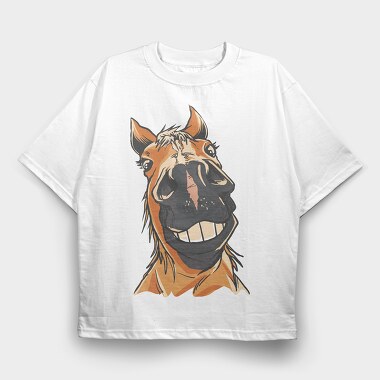 Smiling Horse, Tricou Oversize Barbati (Unisex)