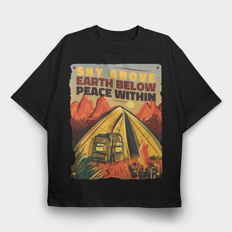 Camping Sky Above, Tricou Oversize Barbati (Unisex)