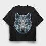 Polygonal White Wolf, Tricou Oversize Barbati (Unisex)