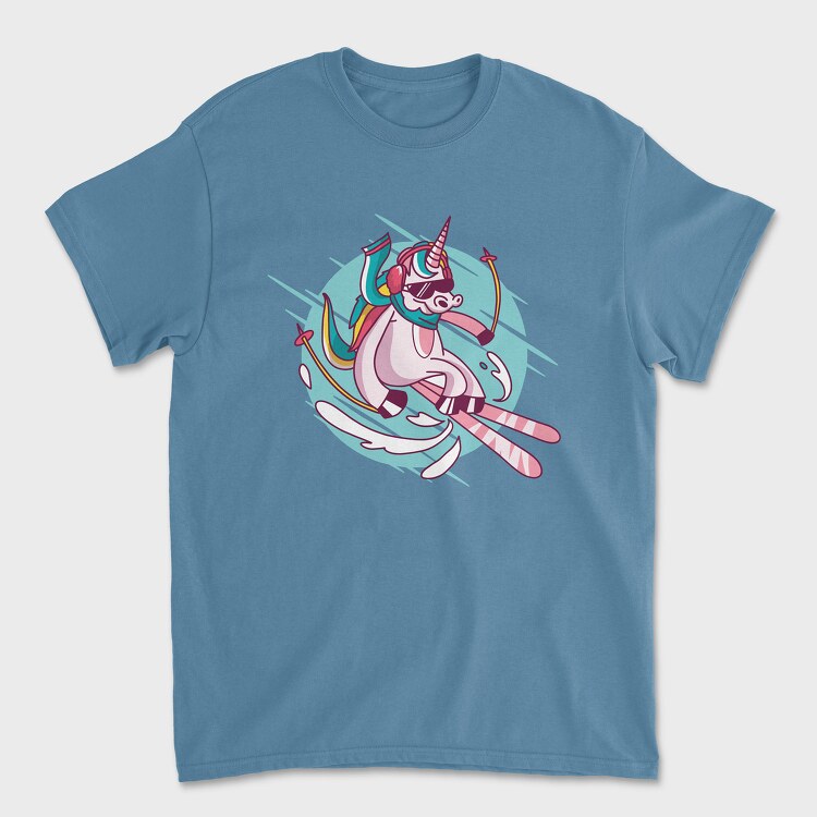 Skiing Unicorn, Tricou Barbati (Unisex)