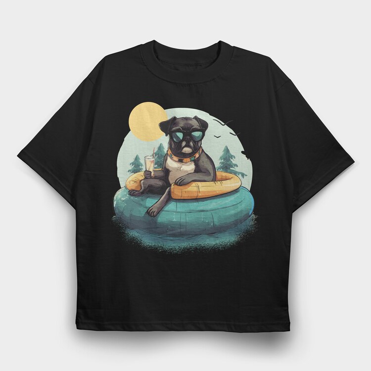 Pool Dog Summer, Tricou Oversize Barbati (Unisex)