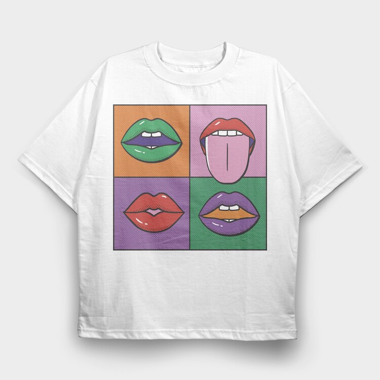 Pop Lips, Tricou Oversize Barbati (Unisex)