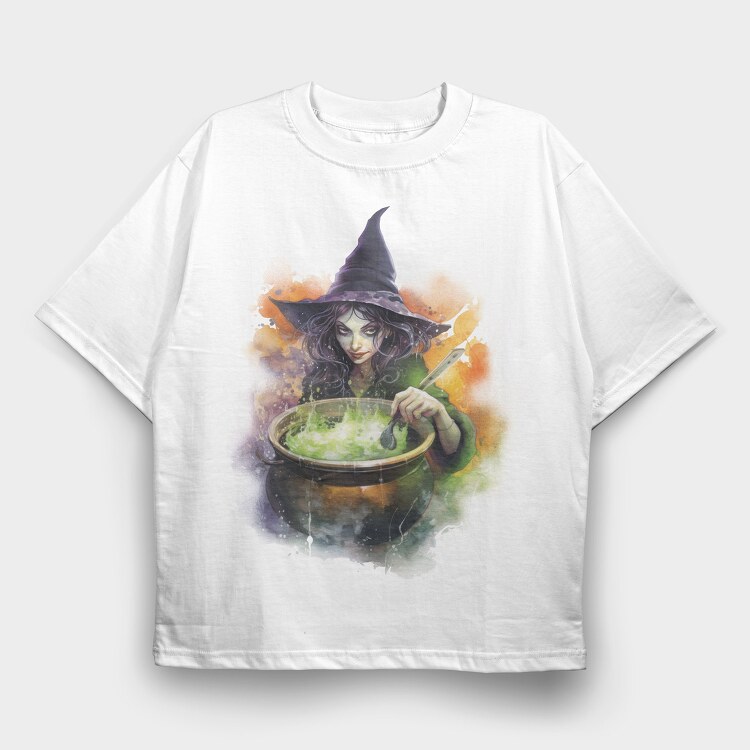 Witch Watercolor, Tricou Oversize Barbati (Unisex)