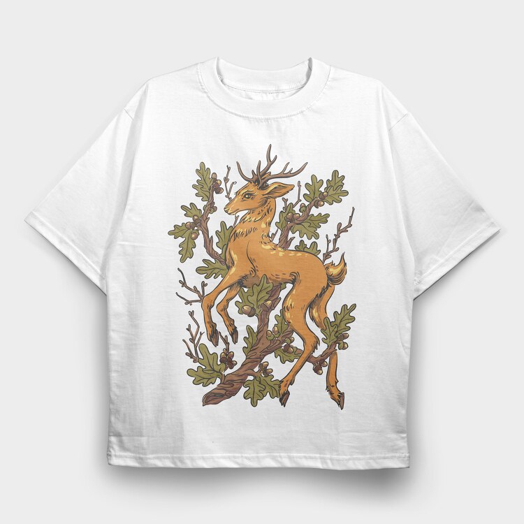 Deer Oak, Tricou Oversize Barbati (Unisex)