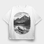 Canoe River Landscape, Tricou Oversize Barbati (Unisex)