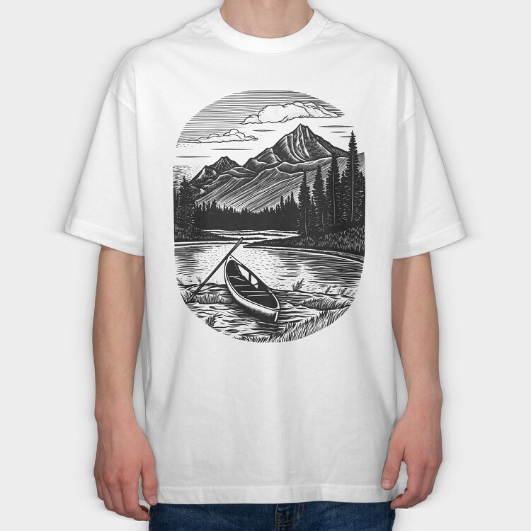 Canoe River Landscape, Tricou Oversize Barbati (Unisex)