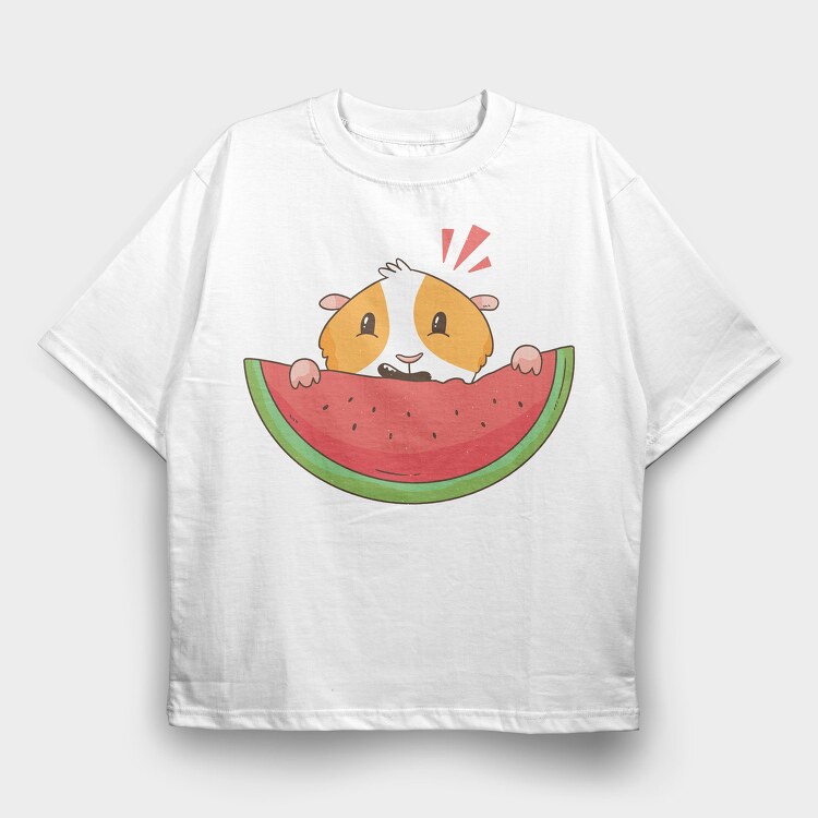 Guinea Pig Watermelon, Tricou Oversize Barbati (Unisex)