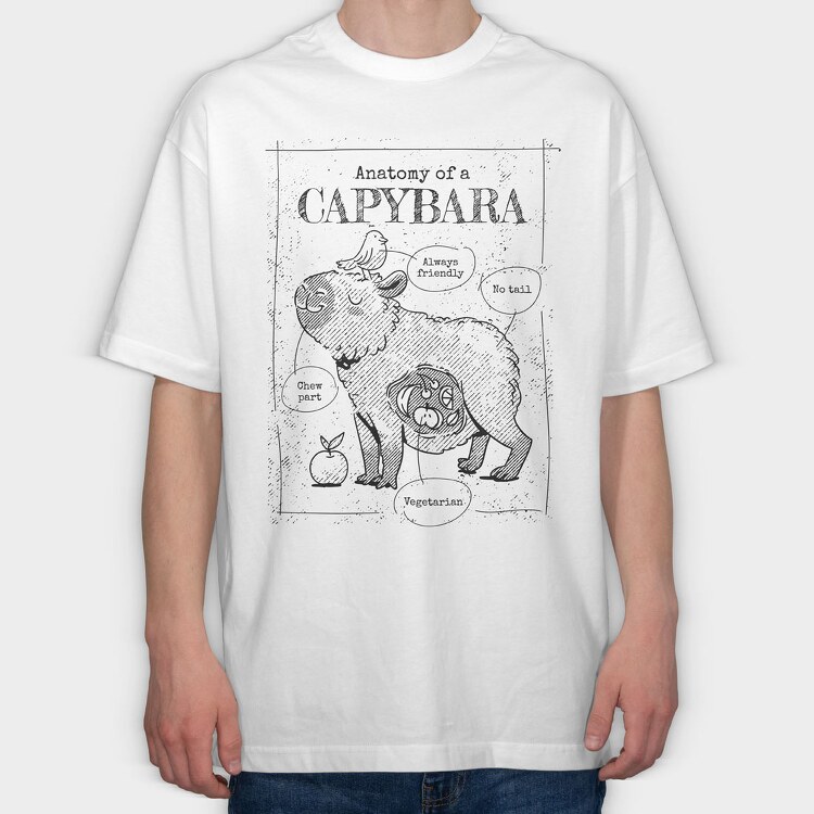 Capybara Anatomy, Tricou Oversize Barbati (Unisex)