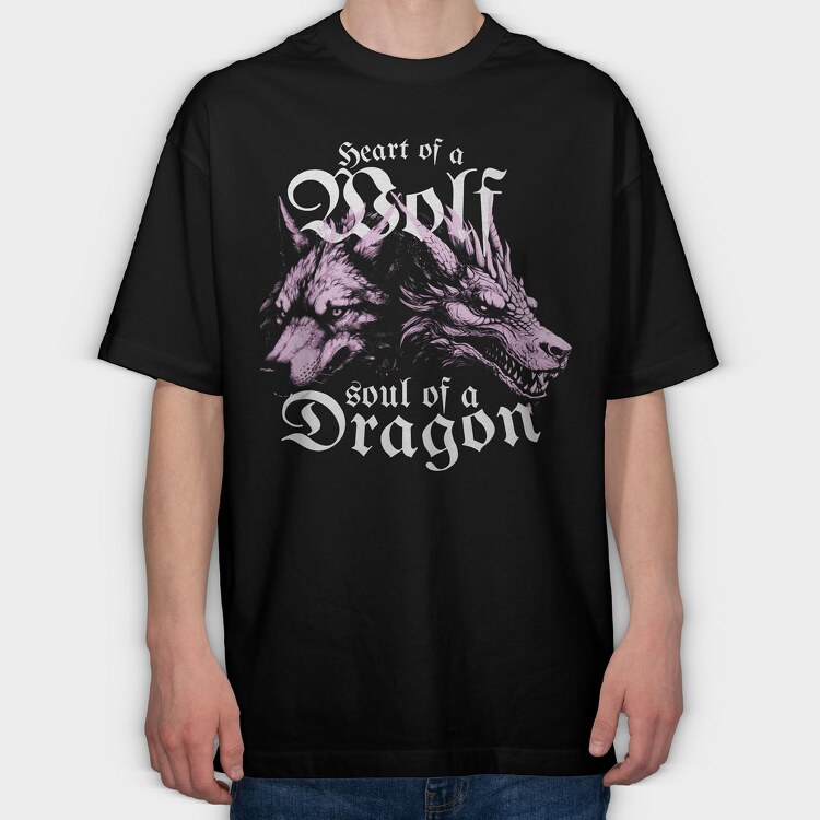 Wolf and Dragon, Tricou Oversize Barbati (Unisex)