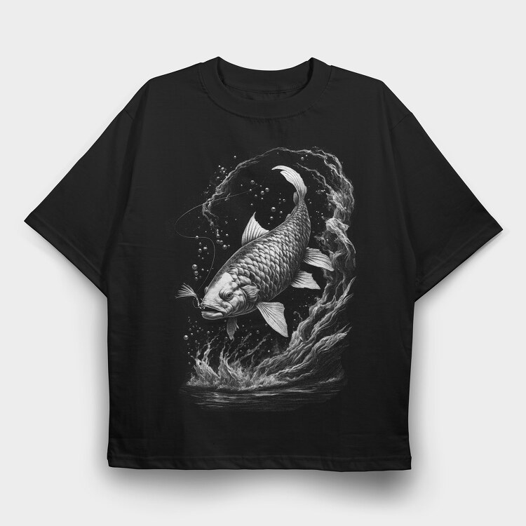 Carp Line Monochrome, Tricou Oversize Barbati (Unisex)