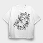 Pug Flowers, Tricou Oversize Barbati (Unisex)