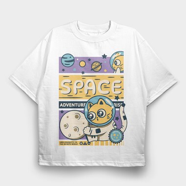 Space Adventure Cat, Tricou Oversize Barbati (Unisex)