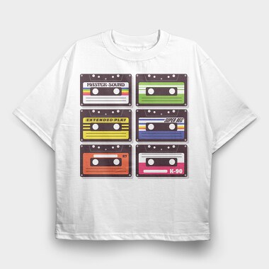 Cassettes, Tricou Oversize Barbati (Unisex)