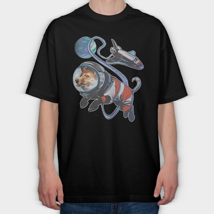 Space Dog Earth, Tricou Oversize Barbati (Unisex)