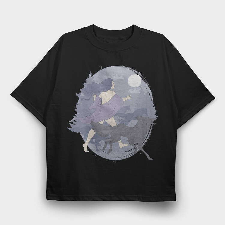 Woman Who Runs With Wolves, Tricou Oversize Barbati (Unisex)
