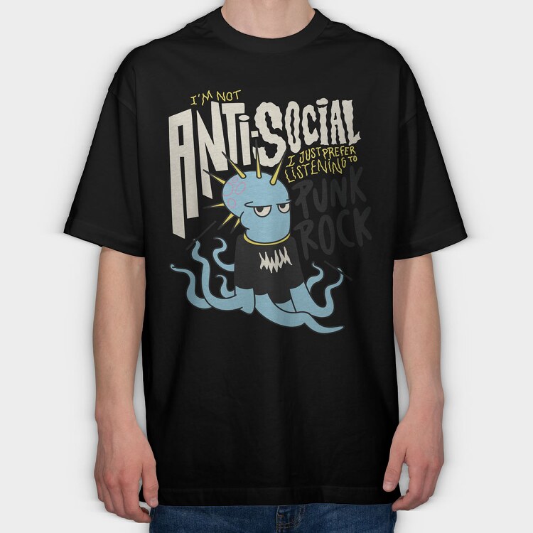 Punk Rock Octopus, Tricou Oversize Barbati (Unisex)