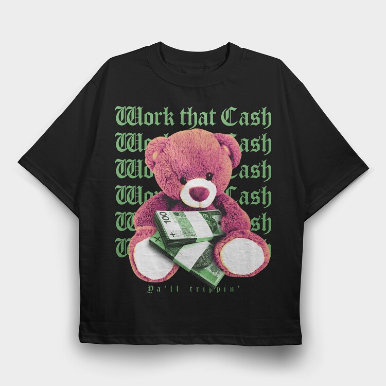 Work Cash, Tricou Oversize Barbati (Unisex)