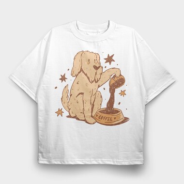 Dog Coffee Doodle, Tricou Oversize Barbati (Unisex)