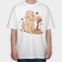 Dog Coffee Doodle, Tricou Oversize Barbati (Unisex)