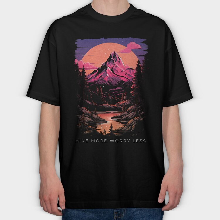 Purple Mountain Hike, Tricou Oversize Barbati (Unisex)