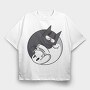Yin Yang Cat and Dog, Tricou Oversize Barbati (Unisex)