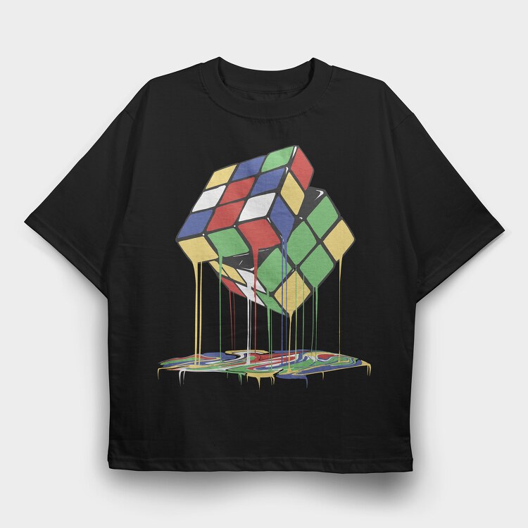 Melting Rubik, Tricou Oversize Barbati (Unisex)