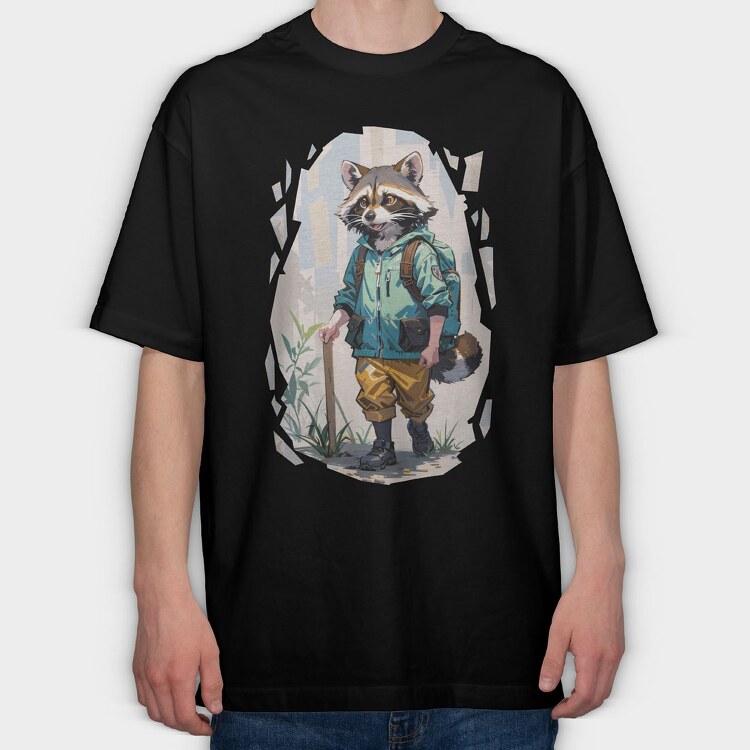 Raccoon Hiking, Tricou Oversize Barbati (Unisex)