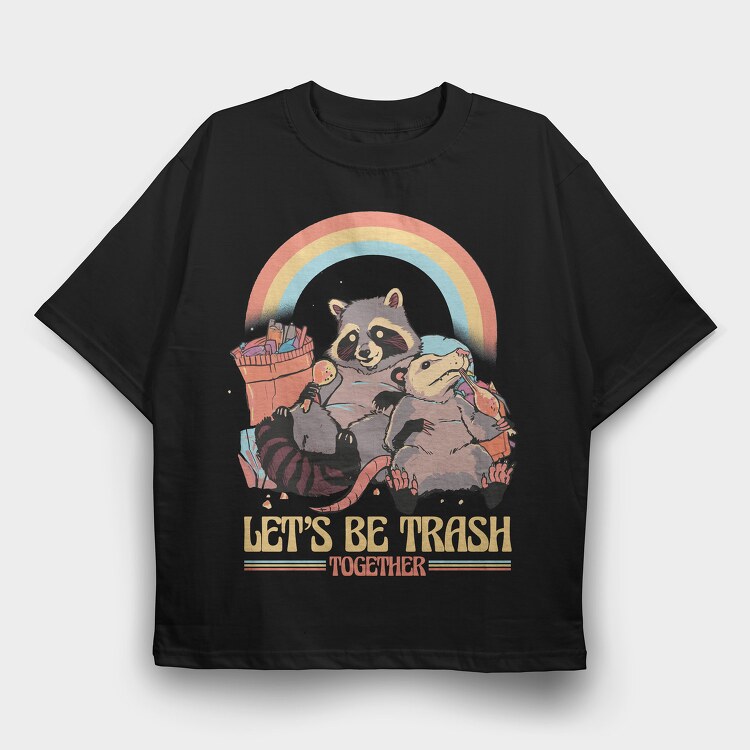 Raccoon Possum Garbage Rainbow, Tricou Oversize Barbati (Unisex)