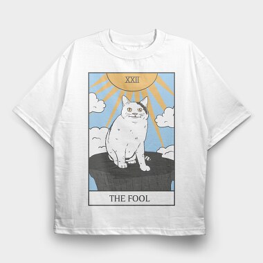 Meme Cat Tarot Card, Tricou Oversize Barbati (Unisex)