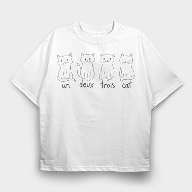 Cat French Quote, Tricou Oversize Barbati (Unisex)