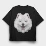 Dog Samoyed, Tricou Oversize Barbati (Unisex)