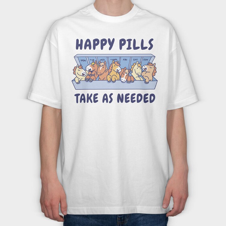Happy Pills Horses, Tricou Oversize Barbati (Unisex)