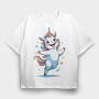 Happy Unicorn, Tricou Oversize Barbati (Unisex)