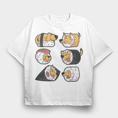 Dogs Sushi, Tricou Oversize Barbati (Unisex)