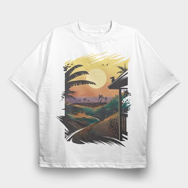 Hawaiian Landscape, Tricou Oversize Barbati (Unisex)