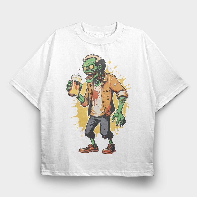 Zombie Beer, Tricou Oversize Barbati (Unisex)