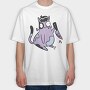 Zombie Cat Knife, Tricou Oversize Barbati (Unisex)