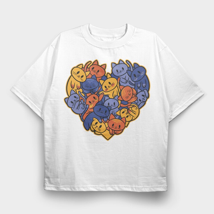 Heart of Cats, Tricou Oversize Barbati (Unisex)