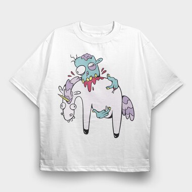 Zombie Eating Unicorn, Tricou Oversize Barbati (Unisex)