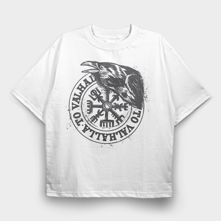 Raven Viking Black, Tricou Oversize Barbati (Unisex)