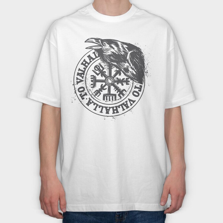 Raven Viking Black, Tricou Oversize Barbati (Unisex)